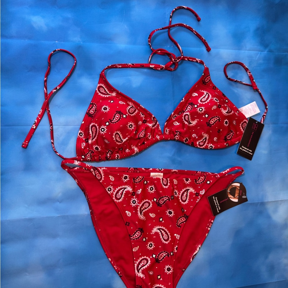 NOBO Red Swirl Bikini Set Swimwear